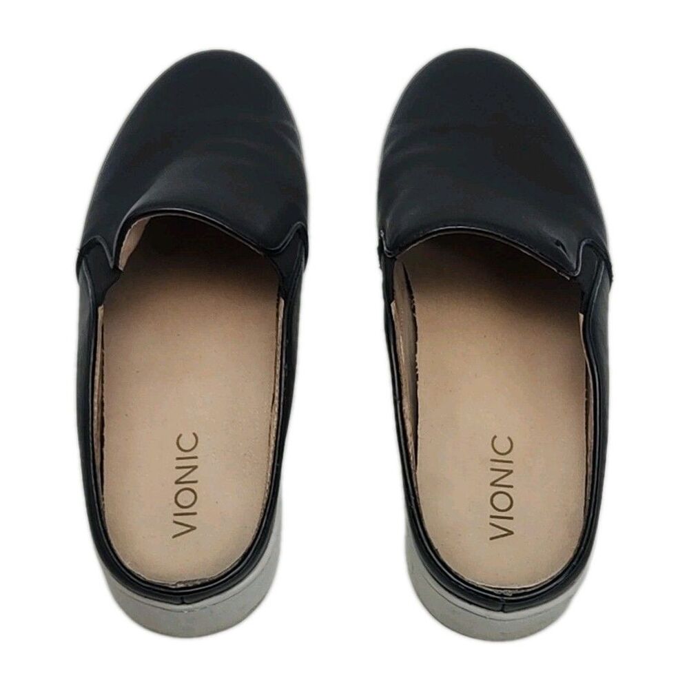Vionic Shoe Dakota Mule Slip On Sneaker Womens Size 8.5 Black Leather Orthotic - Picture 7 of 12